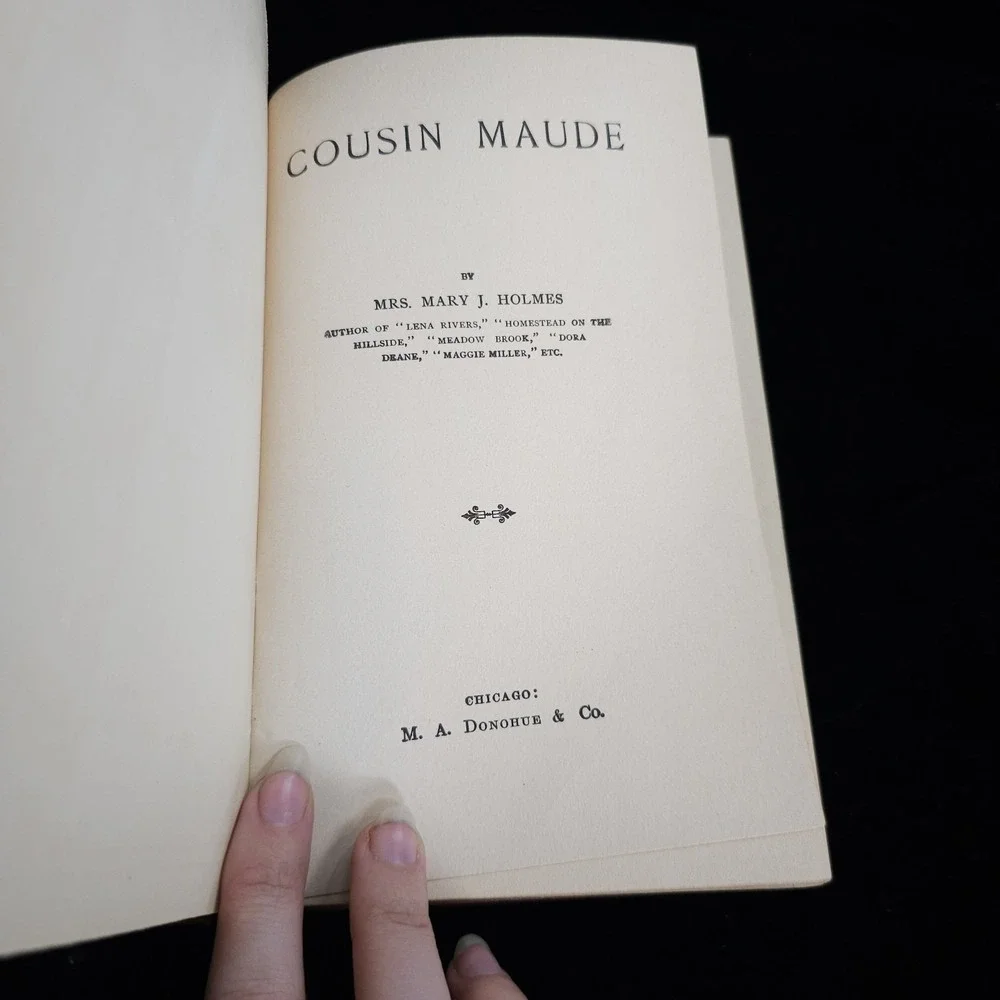 Cousin Maude Antique Book W Beautiful Lady Cover Antiquarian Novel Mary J Holmes